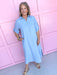 front button pocket dress collared side slits maxi length chambray womens boutique jincy's