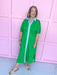 womens boutique green blue collared color accent elastic sleeves side slits jincy's 