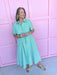 green white striped dress scalloped detail collar and sleeves tie waist pockets button front womens boutique jincy's 
