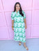 Mini Ruffle Collar Full Button Front Puff Sleeve Has Pockets Side Slit floral pattern eyelet green white womens boutique jincy's 