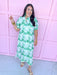 Mini Ruffle Collar Full Button Front Puff Sleeve Has Pockets Side Slit floral pattern eyelet green white womens boutique jincy's 