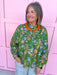 Jincy's Women's Boutique Autumn Edit Everyday Wear Fall Transition Styles Green Orange Blue Floral Print Long Sleeve Top Entro T28276