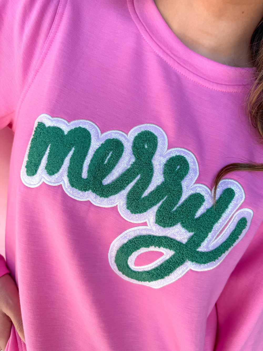 Jincy's Women's Boutique Mary Square Kelly Pink merry Sweatshirt Plus Size