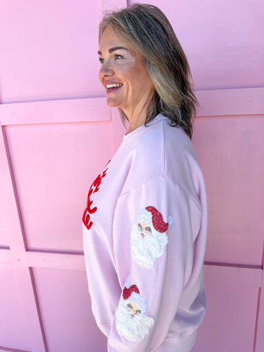 Mary Square Sarah Sweatshirt Santa's Favorite sleeve detail christmas womens boutique jincy's