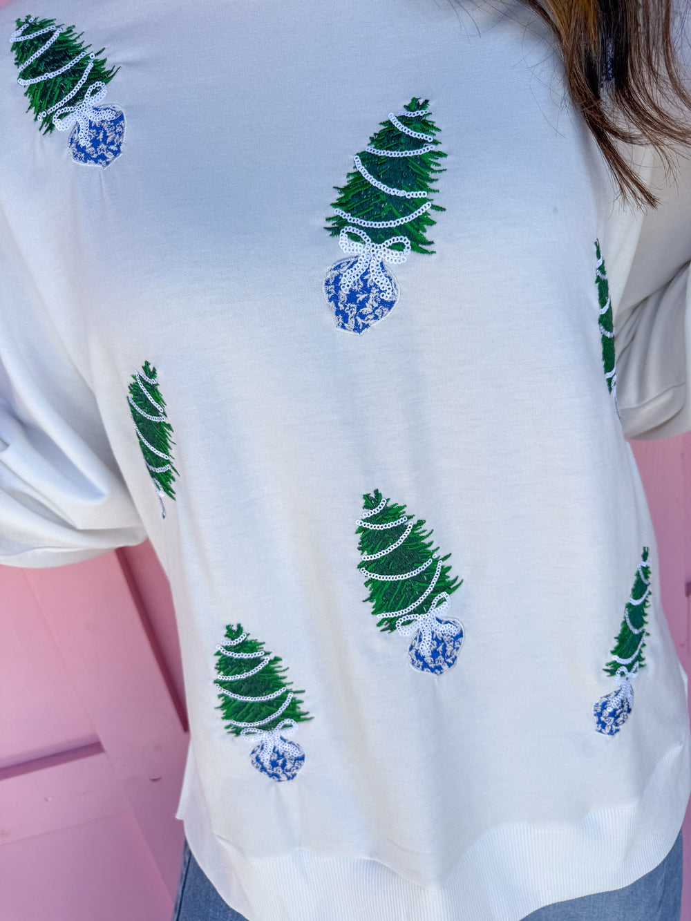 Mary Square | Lakelyn Sweatshirt - Blue Trees
