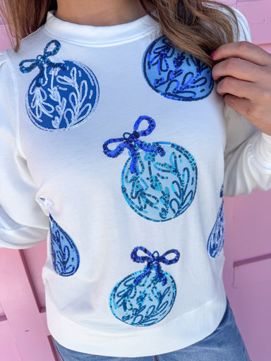 Jincy's Women's Boutique Mary Square Kelly Sweatshirt Blue Ornaments plus size