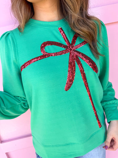 Jincy's Women's Boutique Mary Square Kelly Sweatshirt with bow plus size