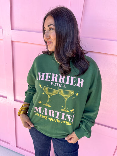 Jincy's Women's Boutique Merrier with a Martini Sweatshirt Plus Size