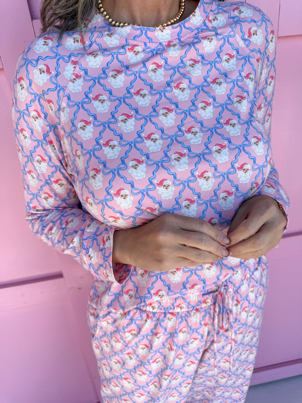 Mary Square Annie Pajama Set Santa Baby Bows womens boutique jincy's