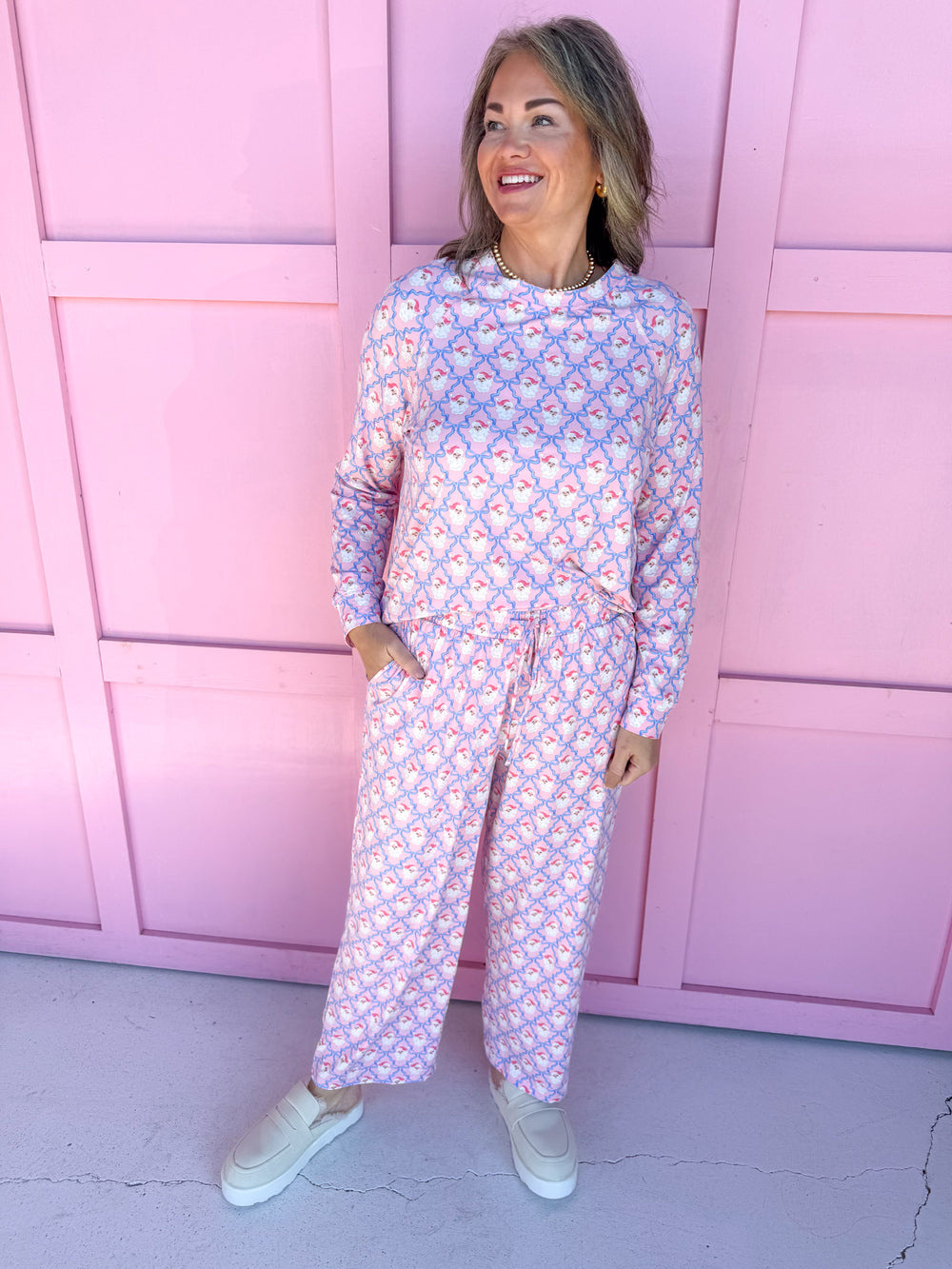 Mary Square Annie Pajama Set Santa Baby Bows womens boutique jincy's