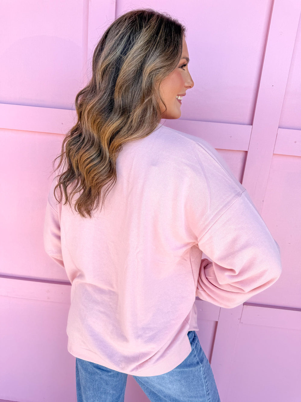 Clara Wreath Sequin Sweatshirt green wreath red bow berries christmas womens boutique jincy's 