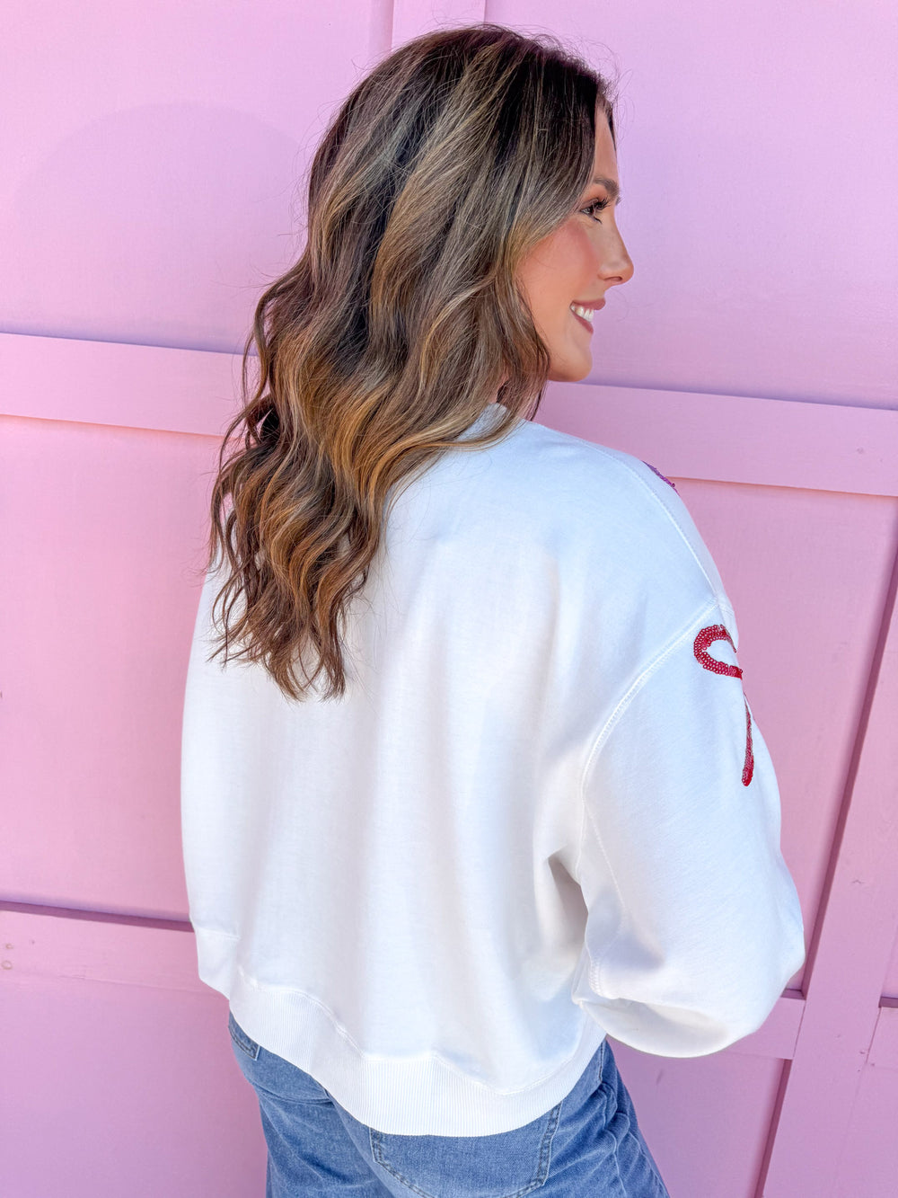 Mary Square Millie Sweatshirt Bows womens boutique sequins jincy's