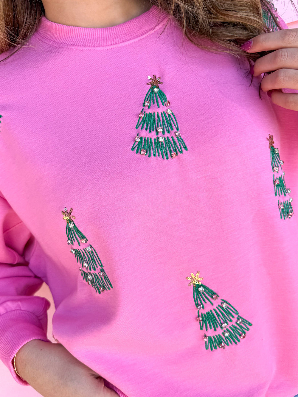 Mary Square Sarah Sweatshirt Green Trees sequins womens boutique jincy's