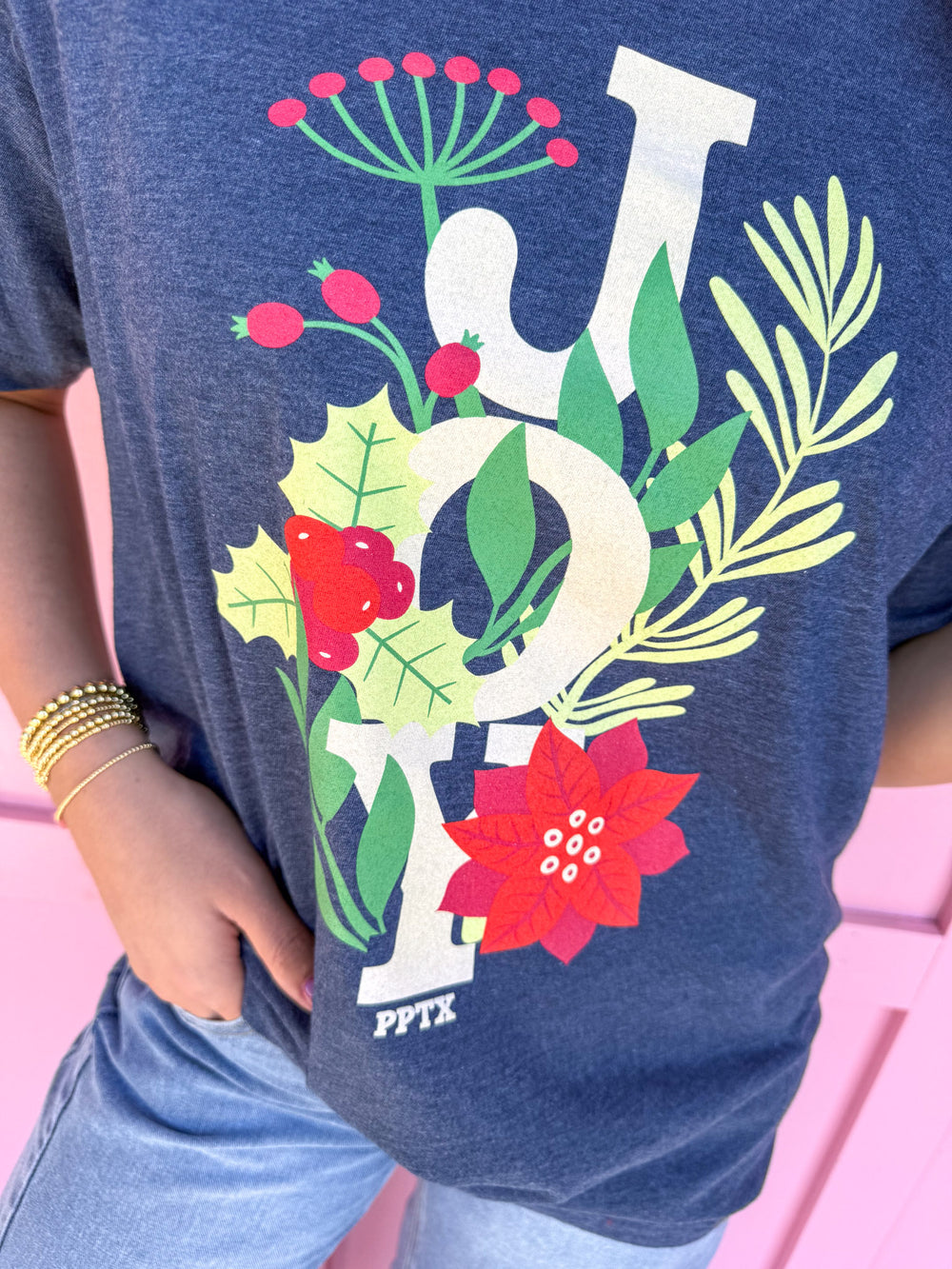 Joy Poinsettia Tee christmas tee womens boutique jincy's