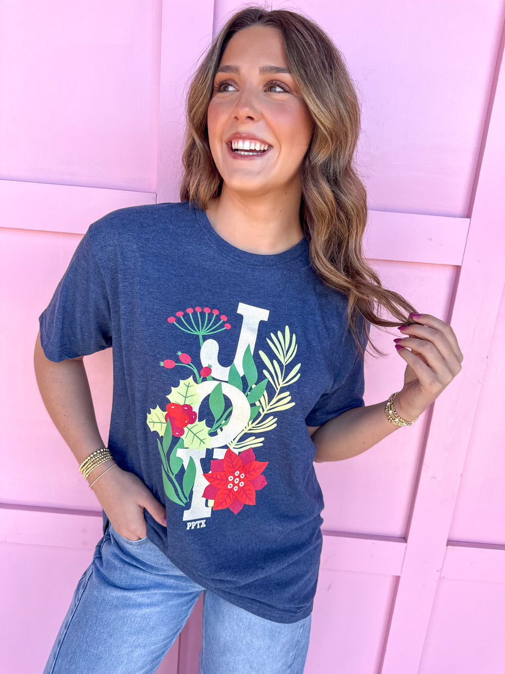 Joy Poinsettia Tee christmas tee womens boutique jincy's