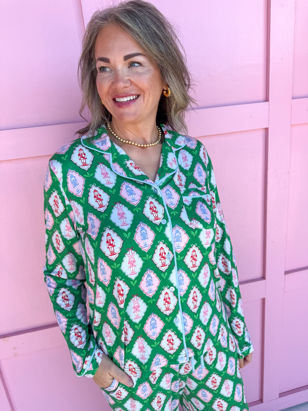 Mary Square Charlotte Pajama Set Christmas Calvary womens boutique silk jincy's