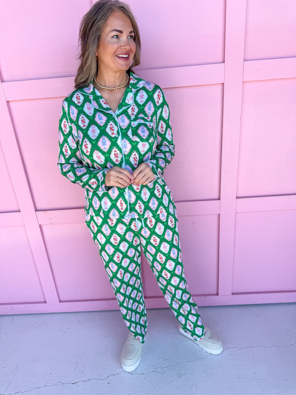 Mary Square Charlotte Pajama Set Christmas Calvary womens boutique silk jincy's