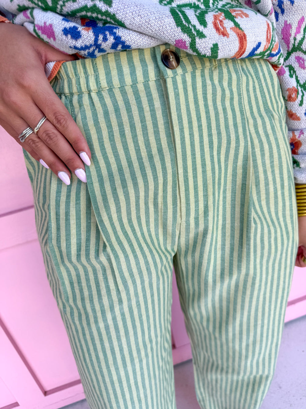 Stripe Things Up Pants - Green