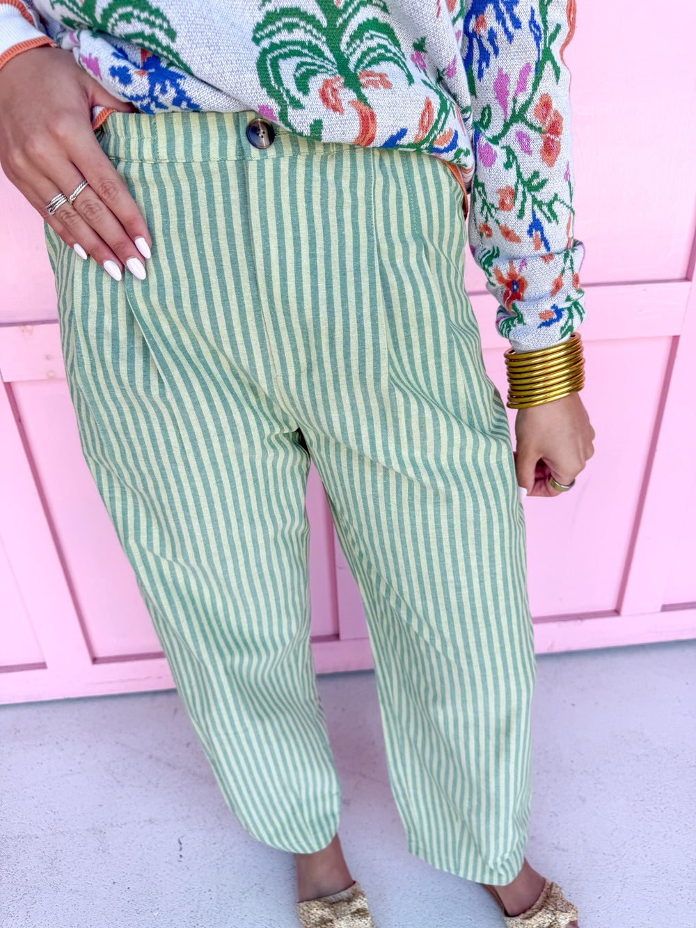 Stripe Things Up Pants - Green