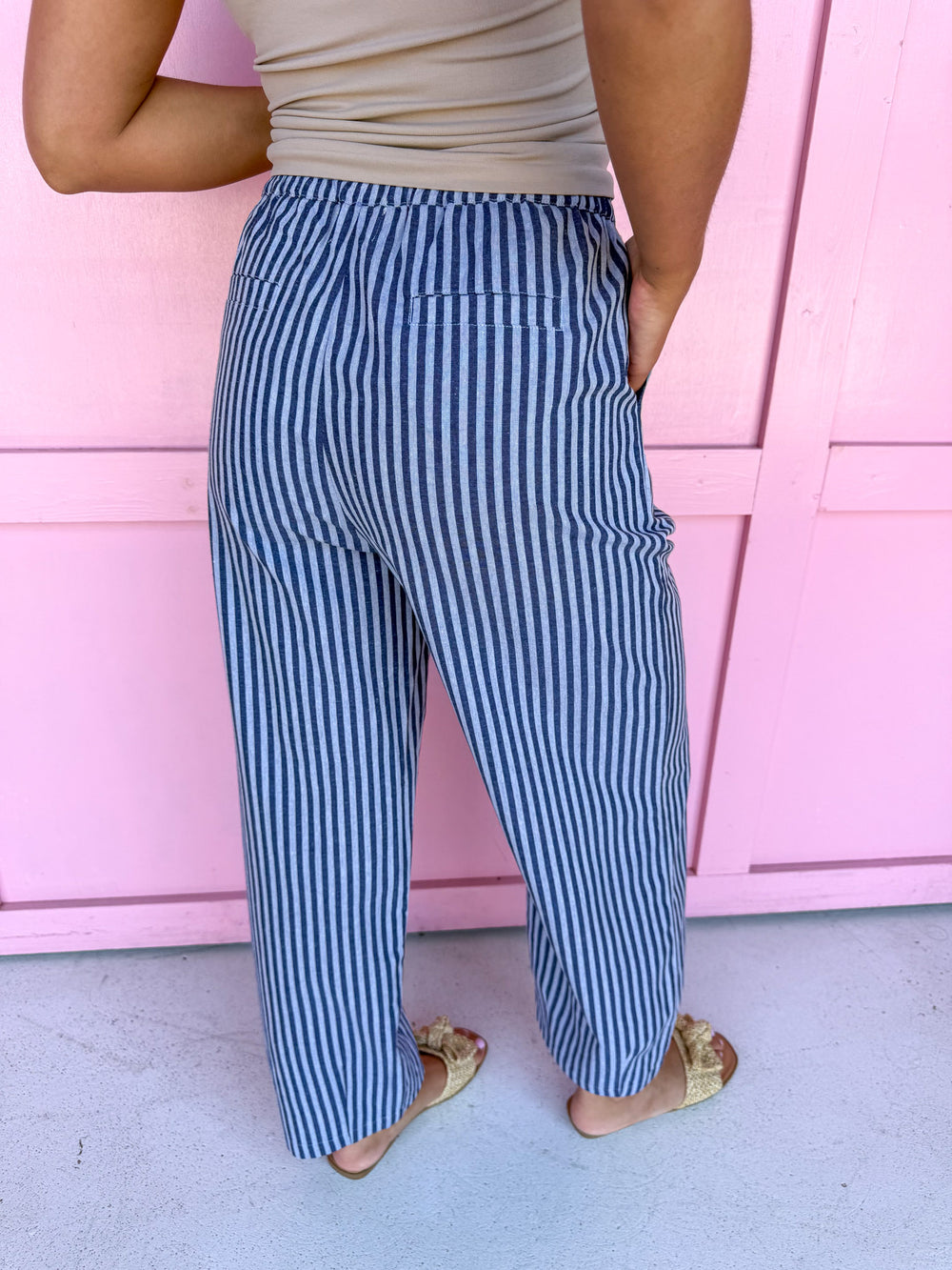 Stripe Things Up Pants - Navy