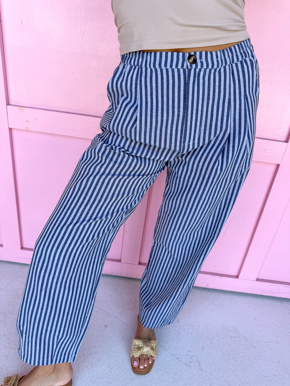 Stripe Things Up Pants - Navy