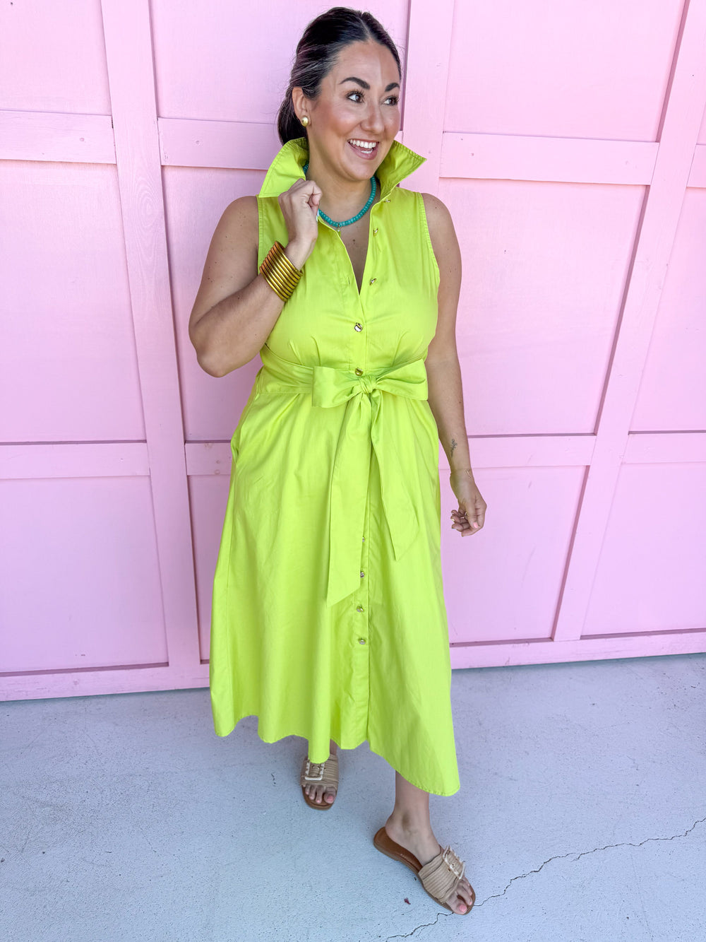 Sunday In Savannah Dress - Chartreuse
