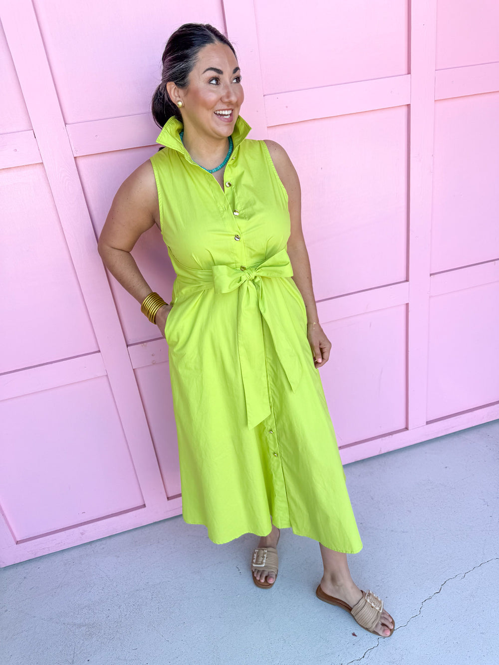 Sunday In Savannah Dress - Chartreuse