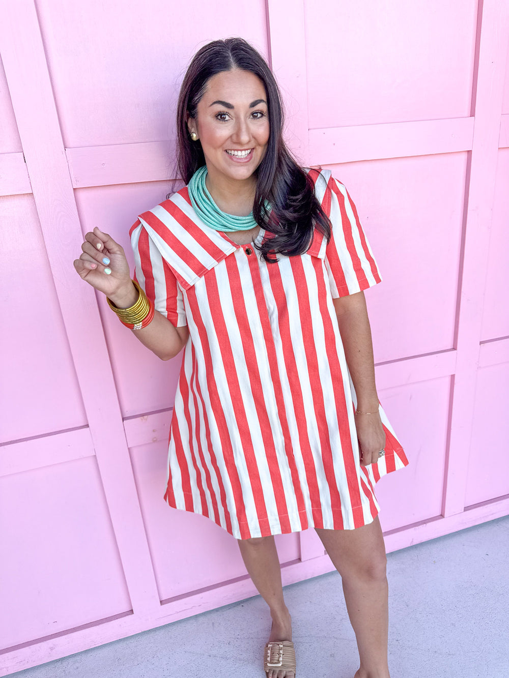 Sunny Stripes Dress - Orange
