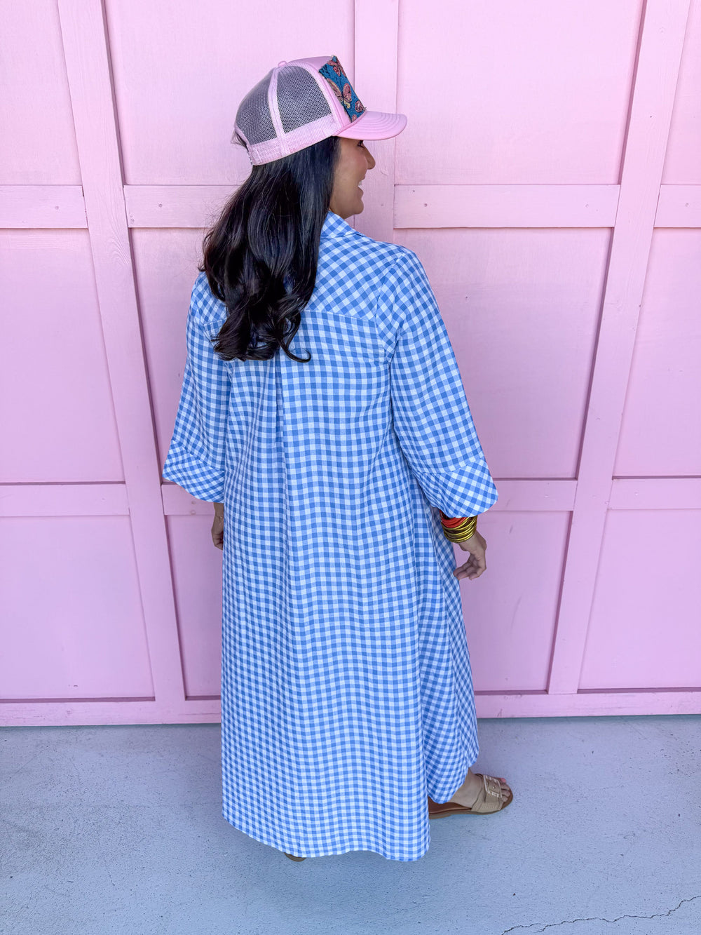 Simply Gingham Dress - Cornflower Blue