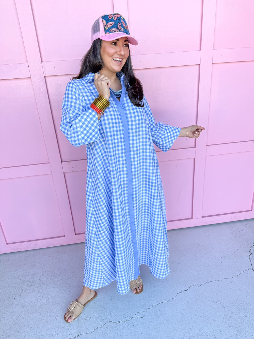 Simply Gingham Dress - Cornflower Blue