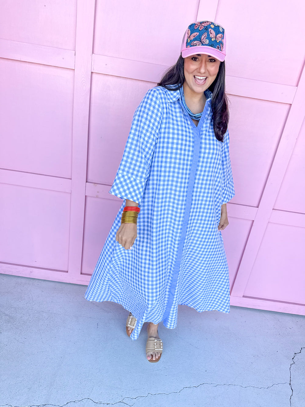 Simply Gingham Dress - Cornflower Blue