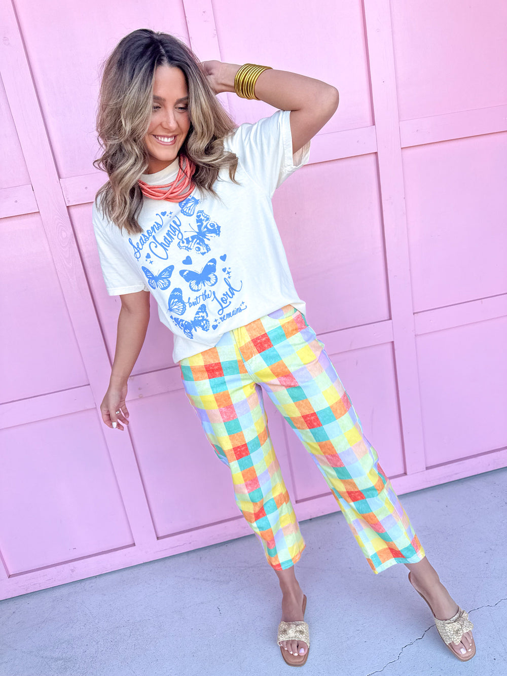 Ready & Checked Barrel Pants