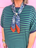 Jincy's Women's Boutique Every Stripe Midi Maxi Navy & green Dress Everyday Wear Entro D30434