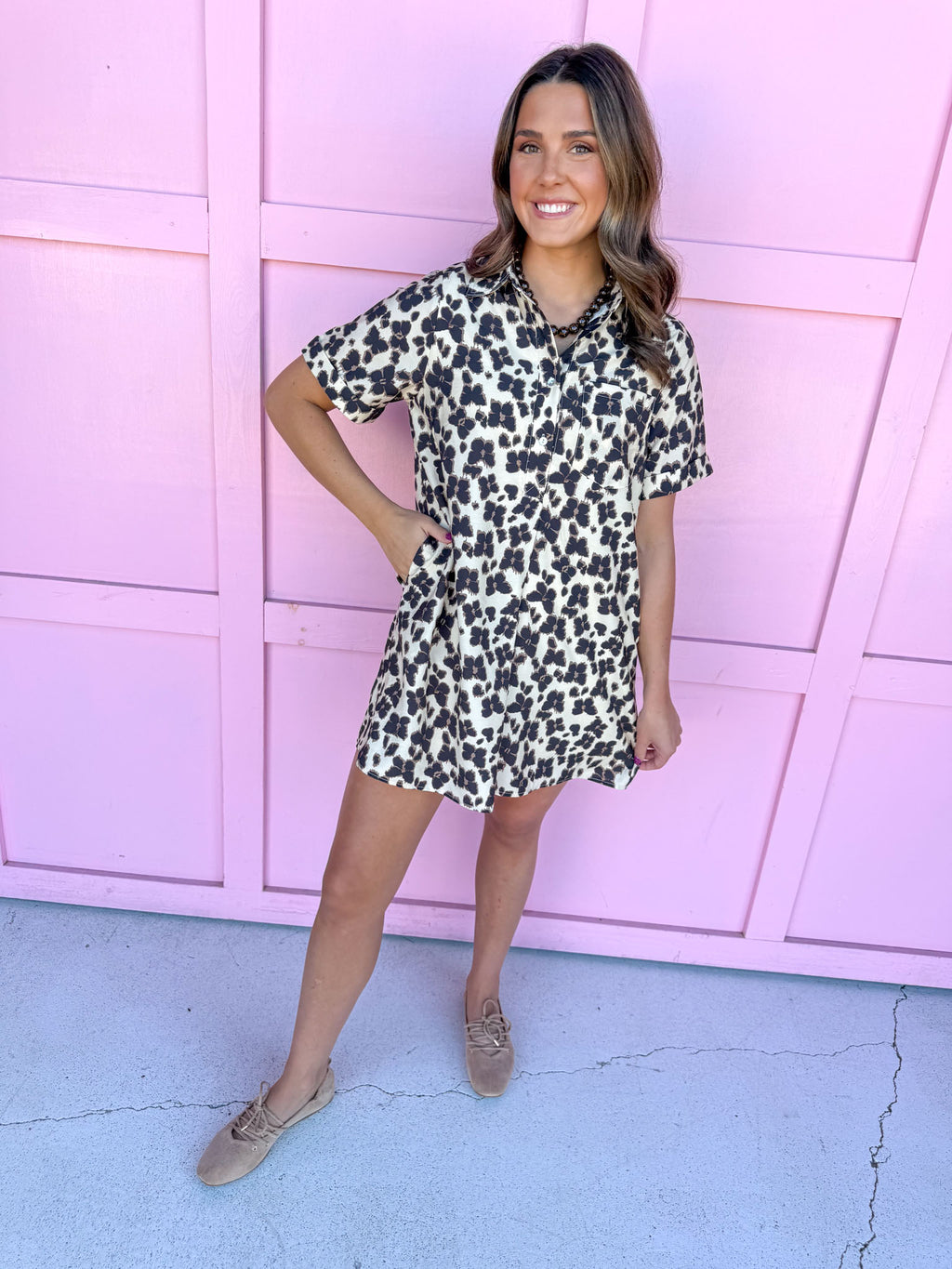Fierce Favorite Leopard Mini Dress - Ecru