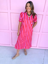 Pretty In Stripes Dress - Pink