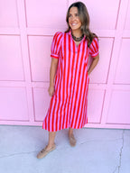 Pretty In Stripes Dress - Pink