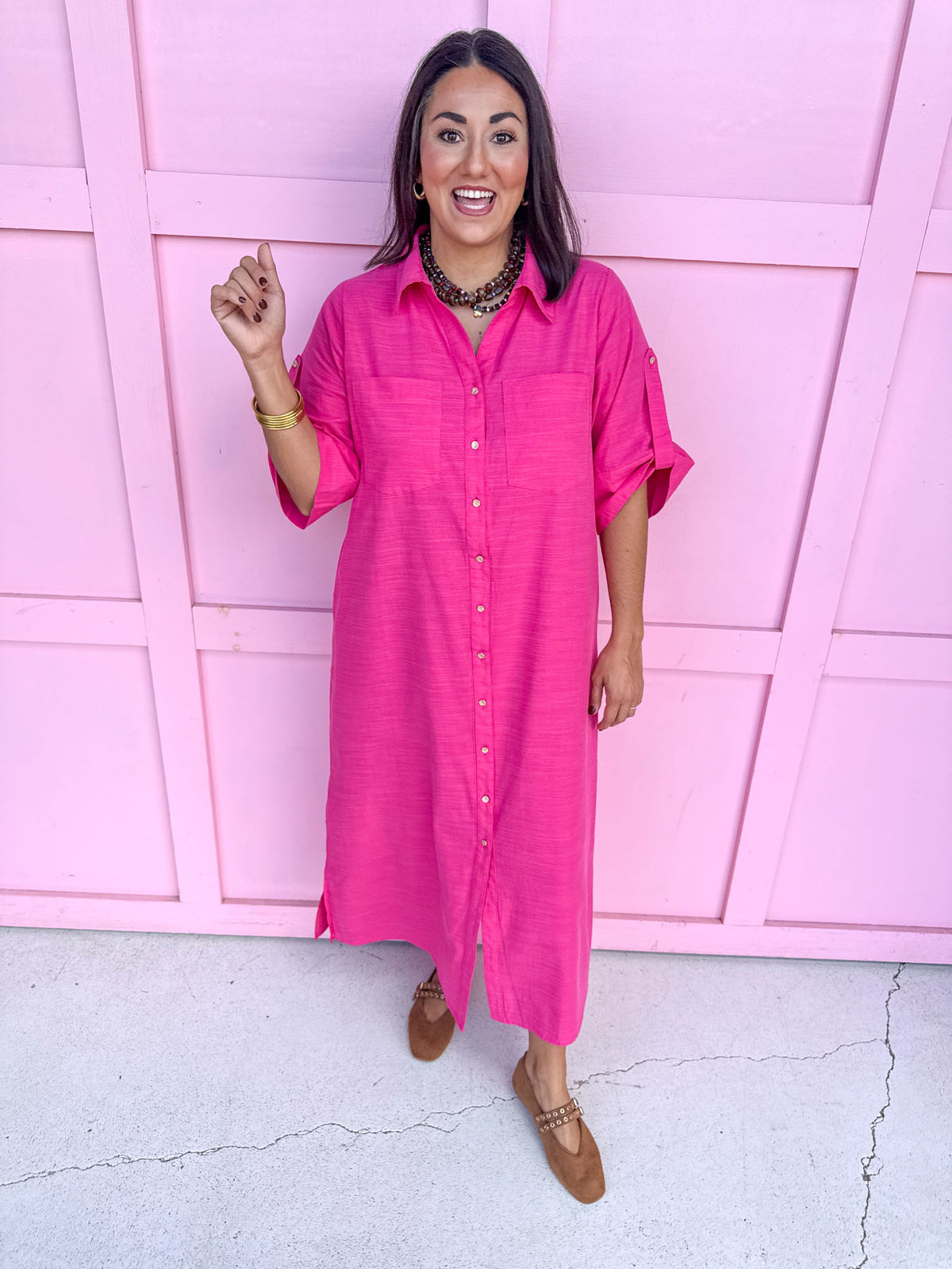 Classic Go To Dress - Fuchsia