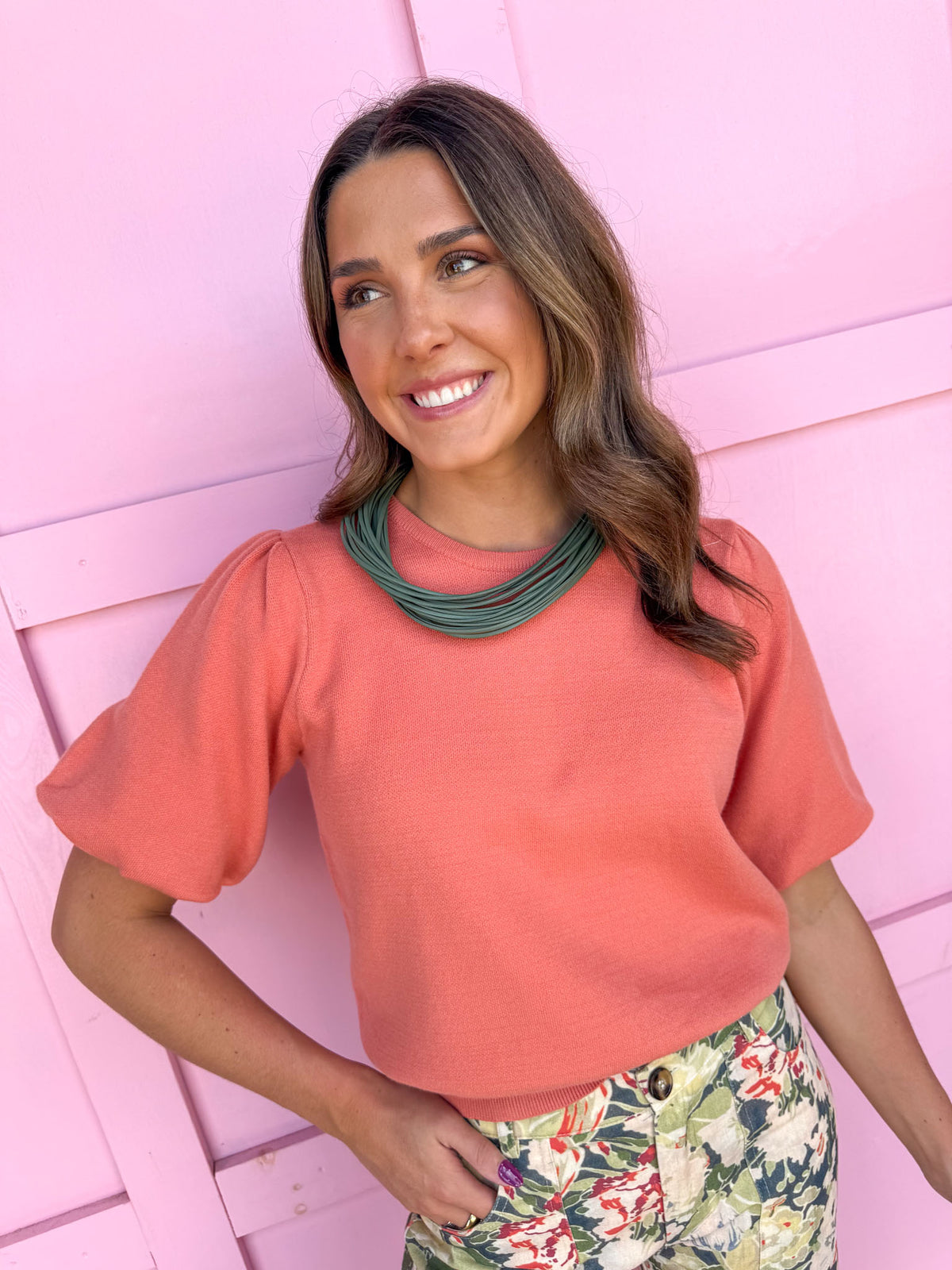 Southern Charm Puff Sleeve Top - Orange