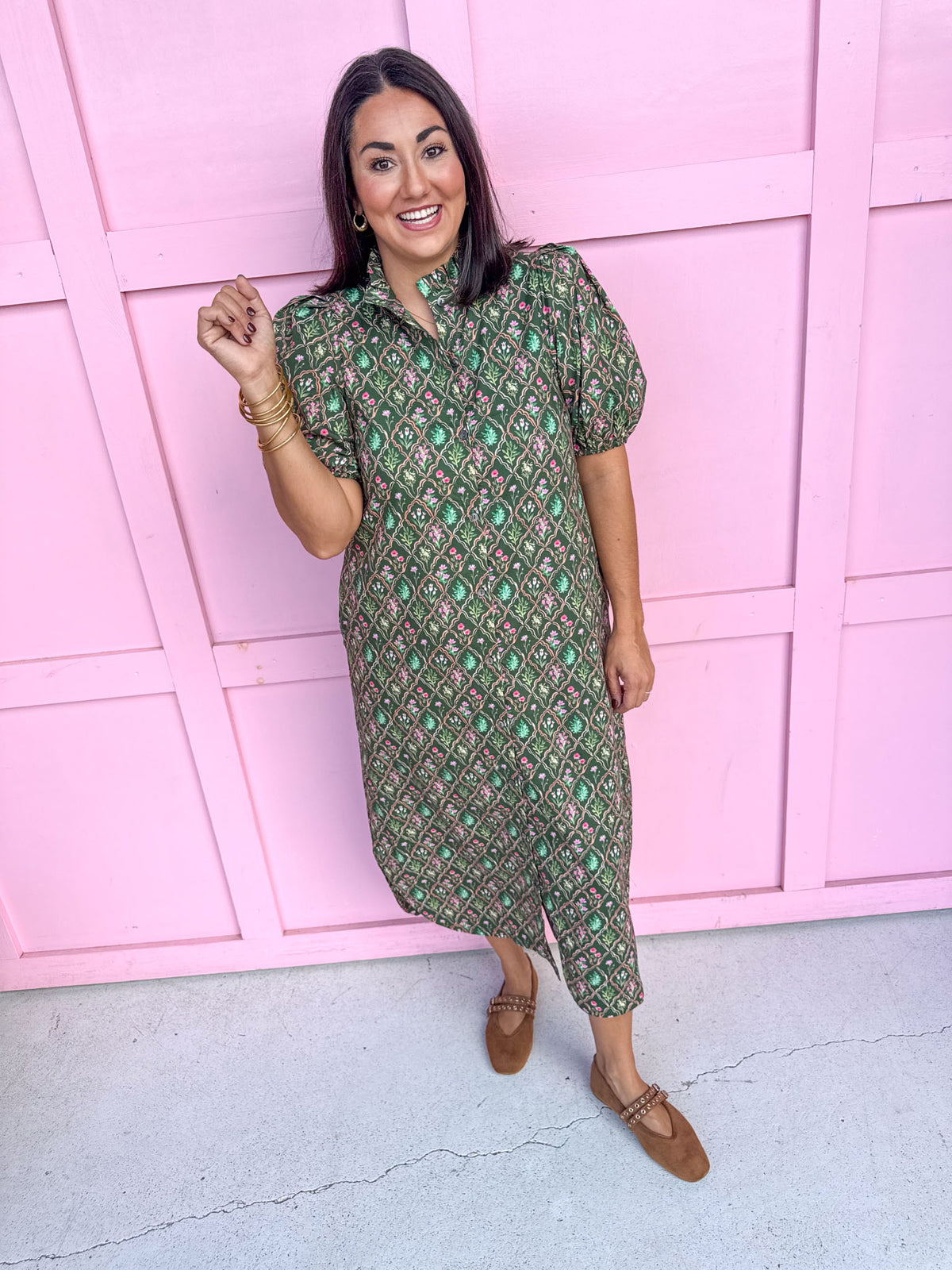 Ever After Floral Dress - Green