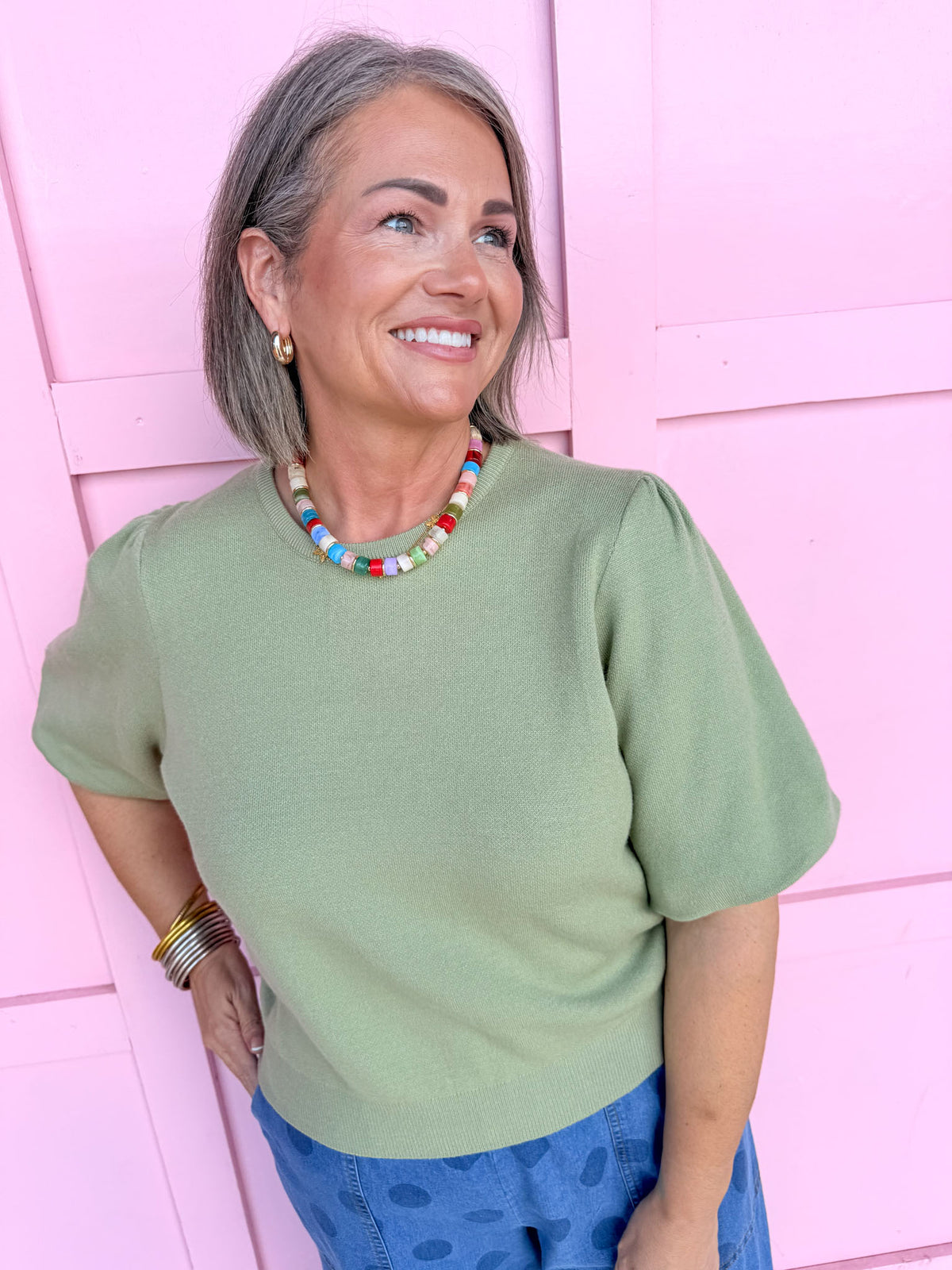 Southern Charm Puff Sleeve Top - Olive