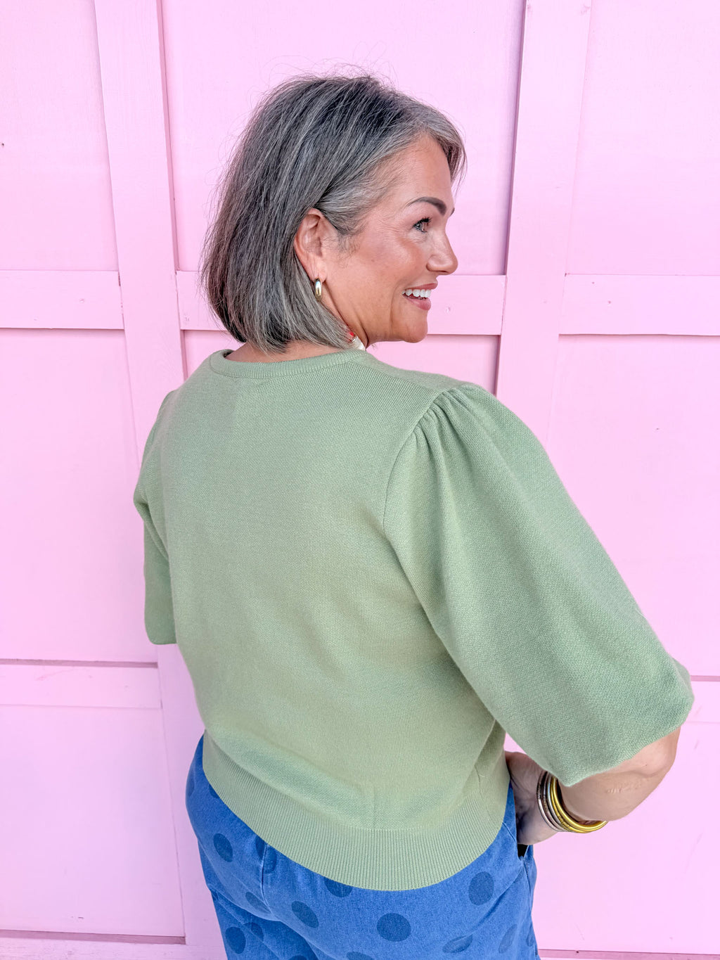 Southern Charm Puff Sleeve Top - Olive