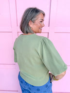 Southern Charm Puff Sleeve Top - Olive