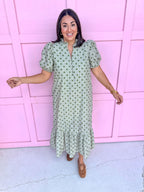 Double Take Polka Dot Dress - Olive