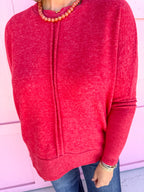 Keep It Easy Oversized Top - Red