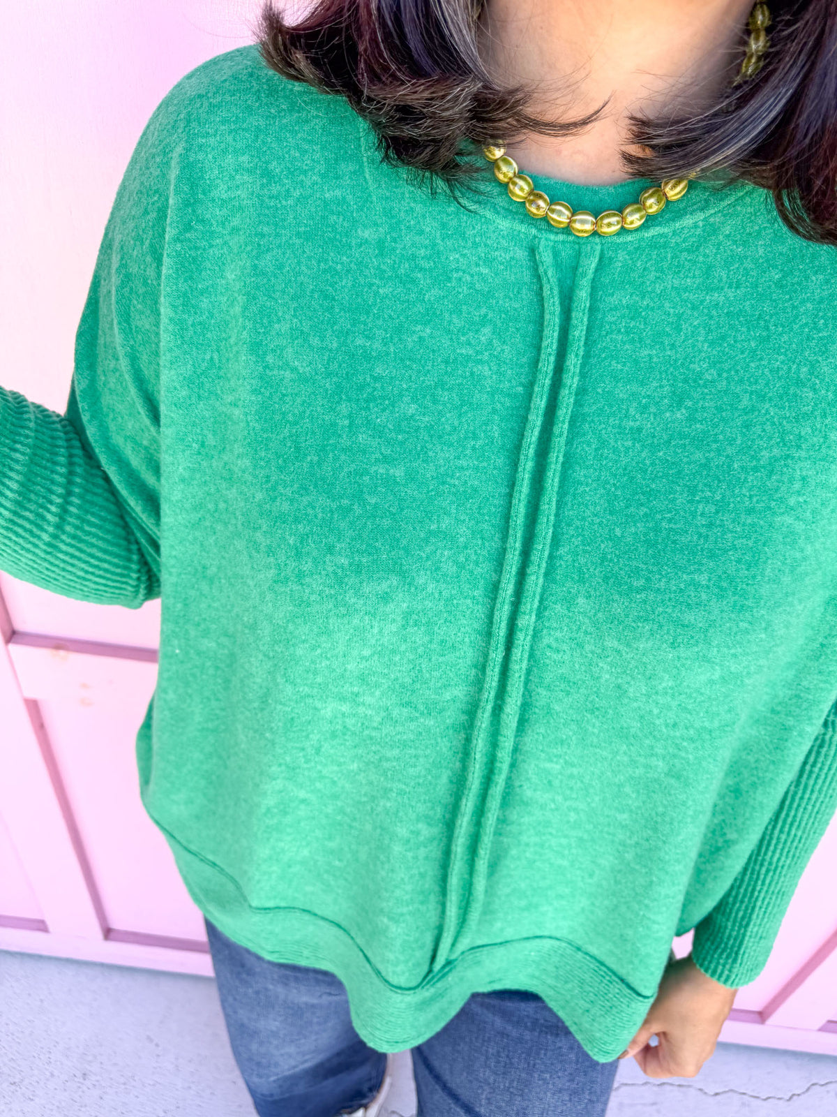 Keep It Easy Oversized Top - Kelly Green