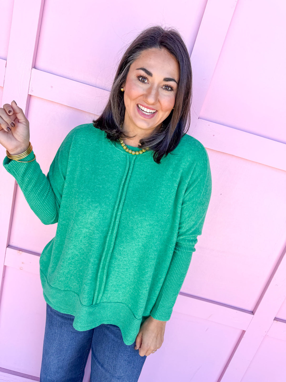 Keep It Easy Oversized Top - Kelly Green