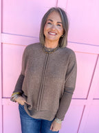 Keep It Easy Oversized Top - Mocha