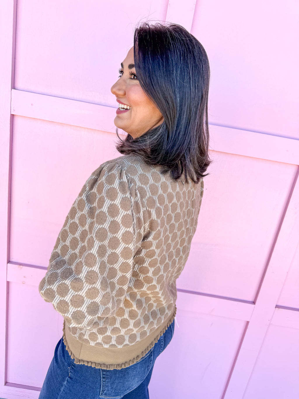 Little Details Polka Dot Top - Mocha