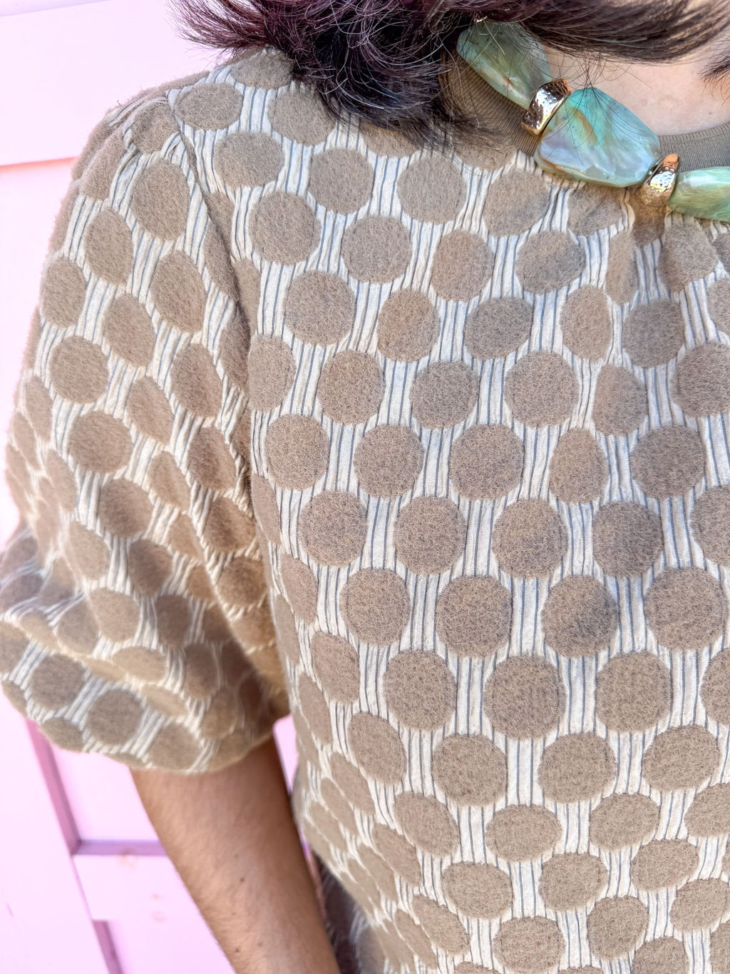 Little Details Polka Dot Top - Mocha