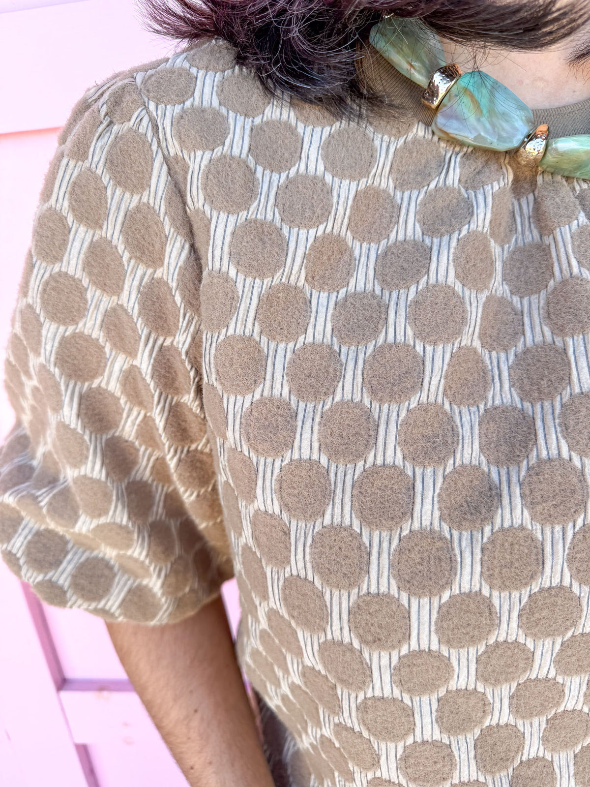 Little Details Polka Dot Top - Mocha